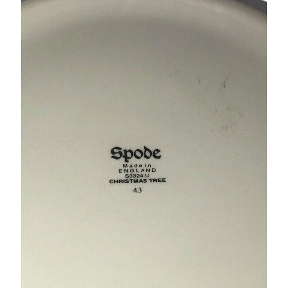 SPODE “Christmas Tree” 9.75" D x 4" H Large Round Serving Bowl Green Trim - Picture 5 of 5